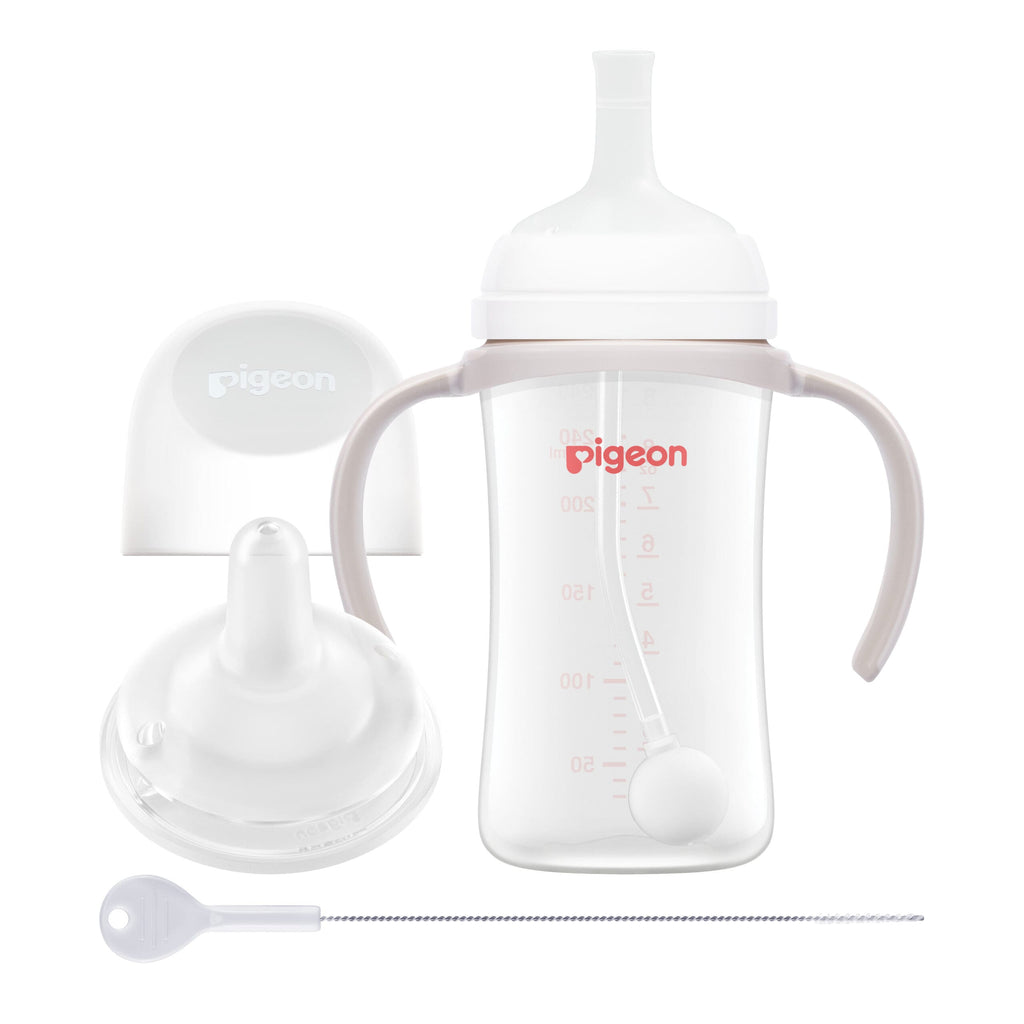 Pigeon SofTouch BPP 2-Step Straw Bottle Set 240ml Logo (6M+)