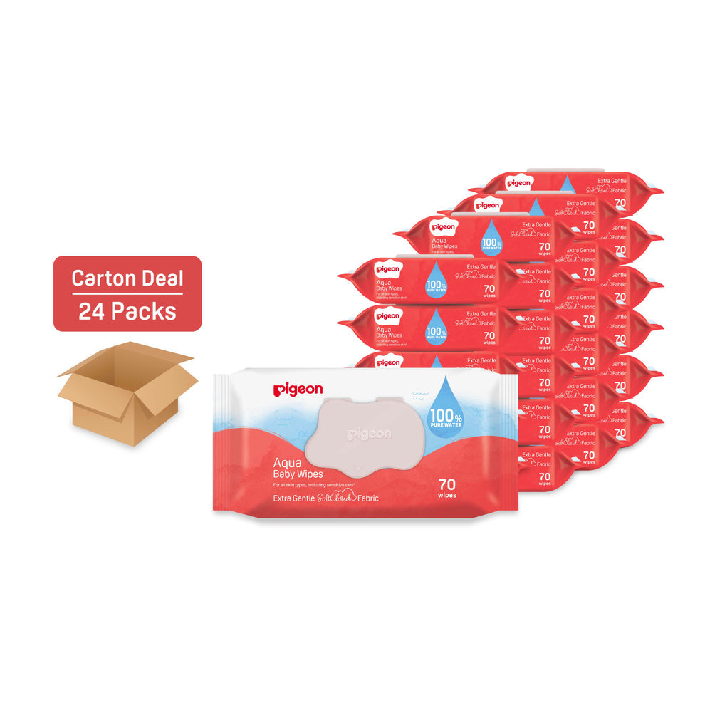 Pigeon Aqua Baby Wipes Hard Lid Cover (70 Wipes x 24)