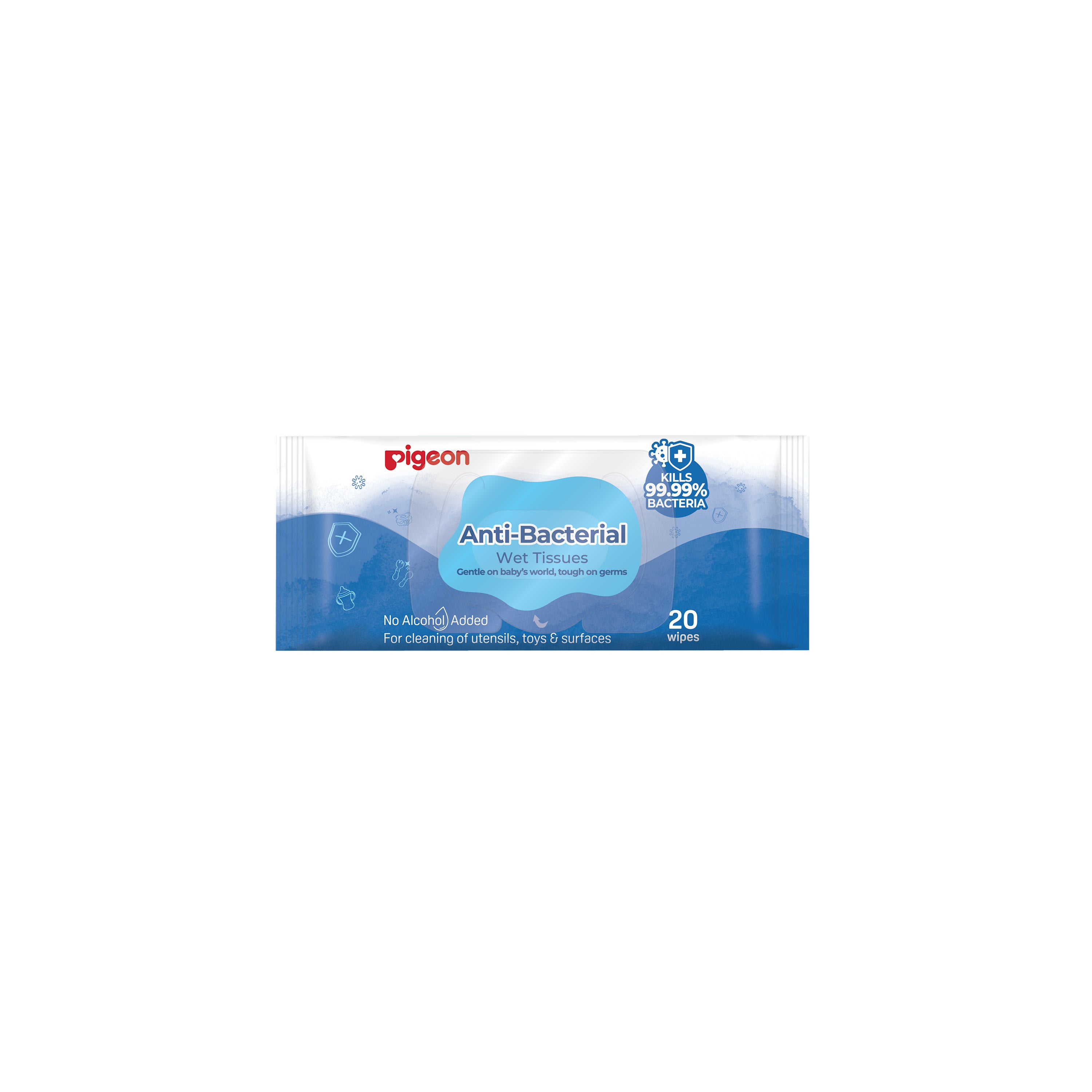Pigeon Anti-Bacterial Wet Tissues Single Pack (20 Wipes)