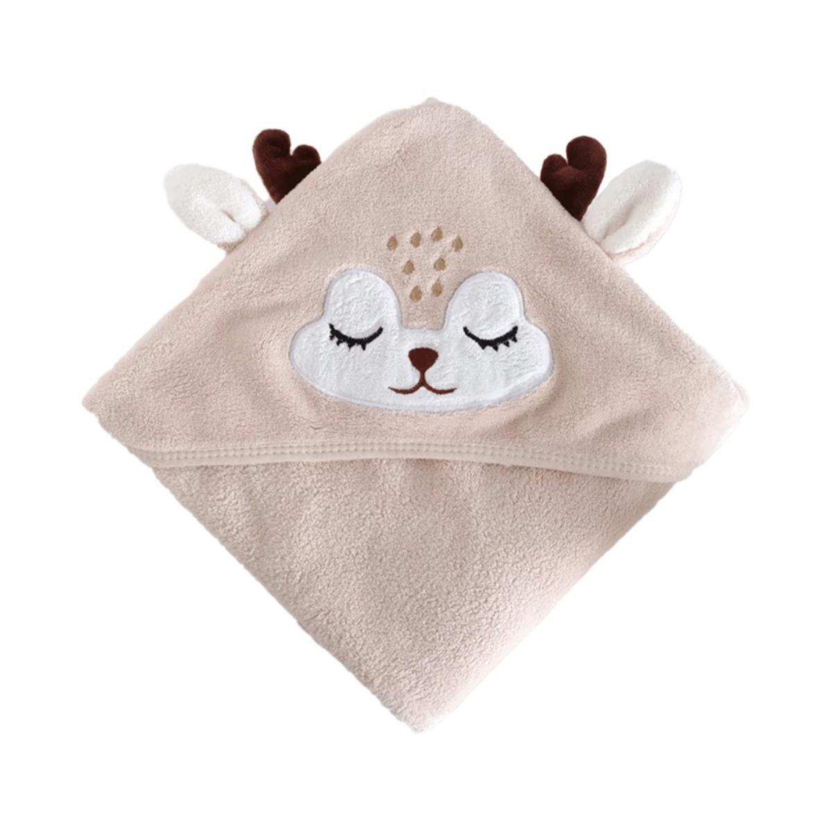 Cubble Hooded Baby Bath Towel (7 Colors, 2 Sizes: 80x80cm / 105x105cm) Cute Animal Design Absorbent Premium Coral Fleece