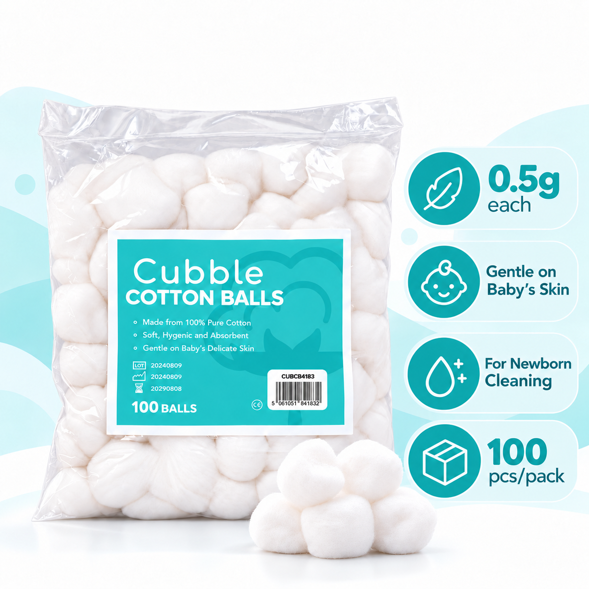 Cubble Cotton Balls (100pcs/Bag)
