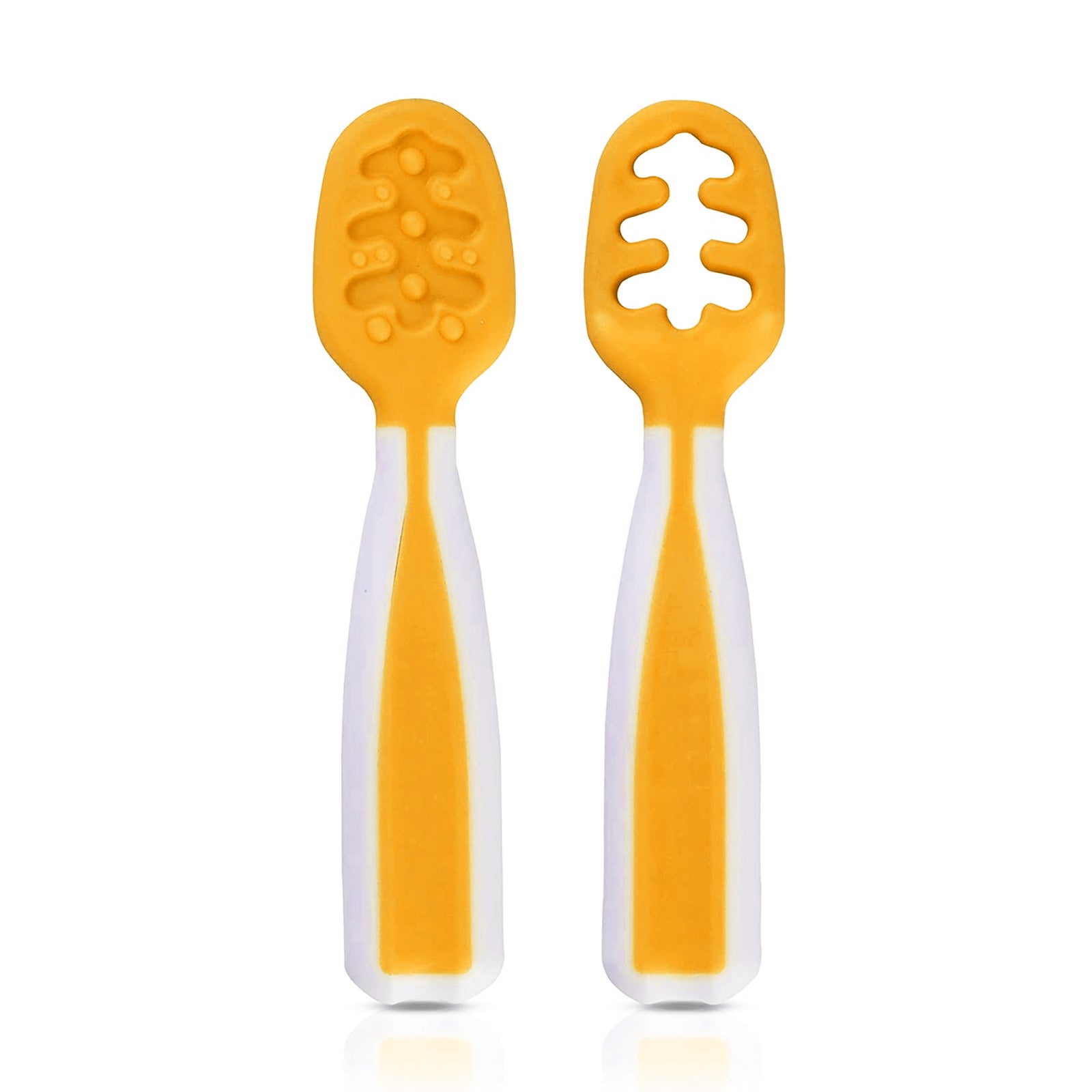 Cubble Baby Self-Feeding Pre-Spoon Set (4 Colors) - Food Grade 2-Stage Spoons / NumNum