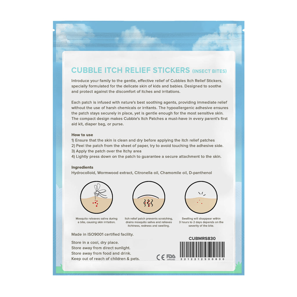 Cubble Itch Relief Sticker (36 Patches) - Hydrocolloid & Pro-Vitamin B5 ( EXP April/2026)