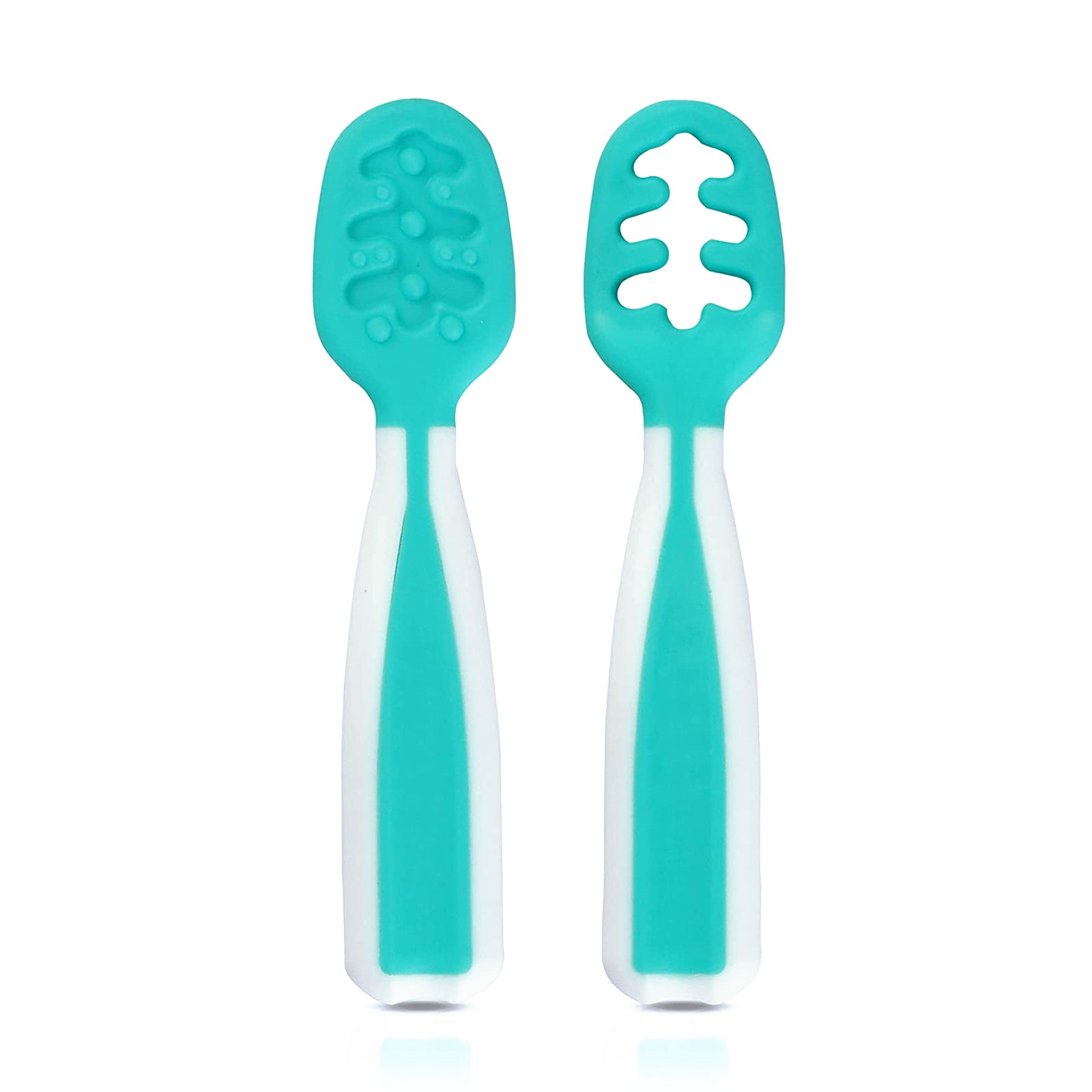 Cubble Baby Self-Feeding Pre-Spoon Set (4 Colors) - Food Grade 2-Stage Spoons / NumNum