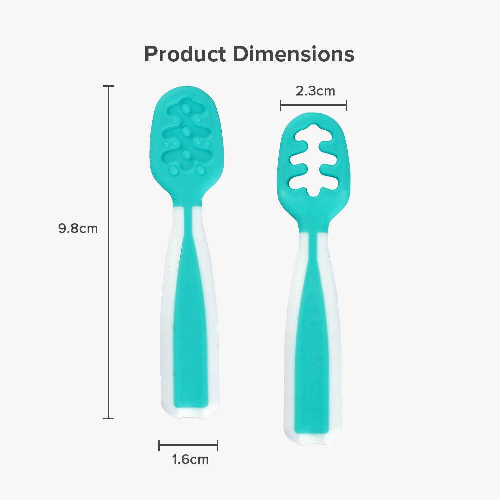 Cubble Baby Self-Feeding Pre-Spoon Set (4 Colors) - Food Grade 2-Stage Spoons / NumNum