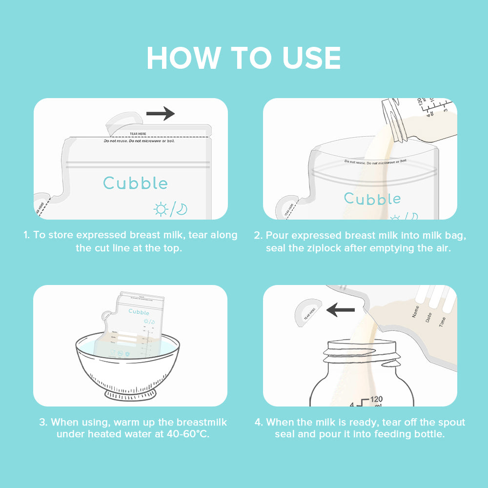 Cubble Breast Milk Storage Bags (250ml/30 Bags) Disposable Milk Bags