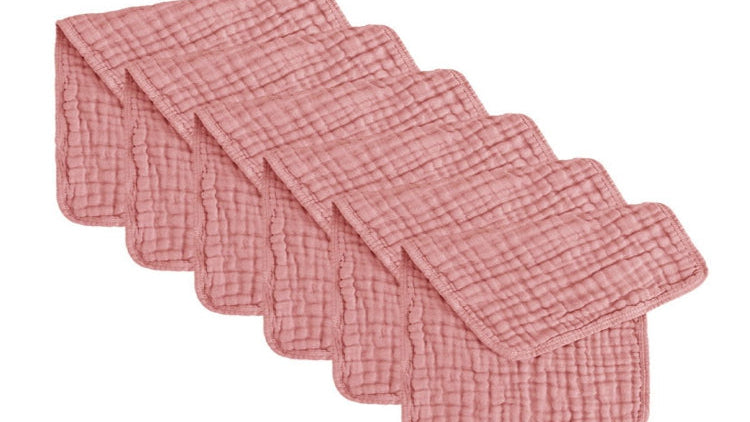 Cubble Muslin Burp Cloths Pack of 6 (7 Colours) 100% Cotton Baby Washcloths Face Cloths