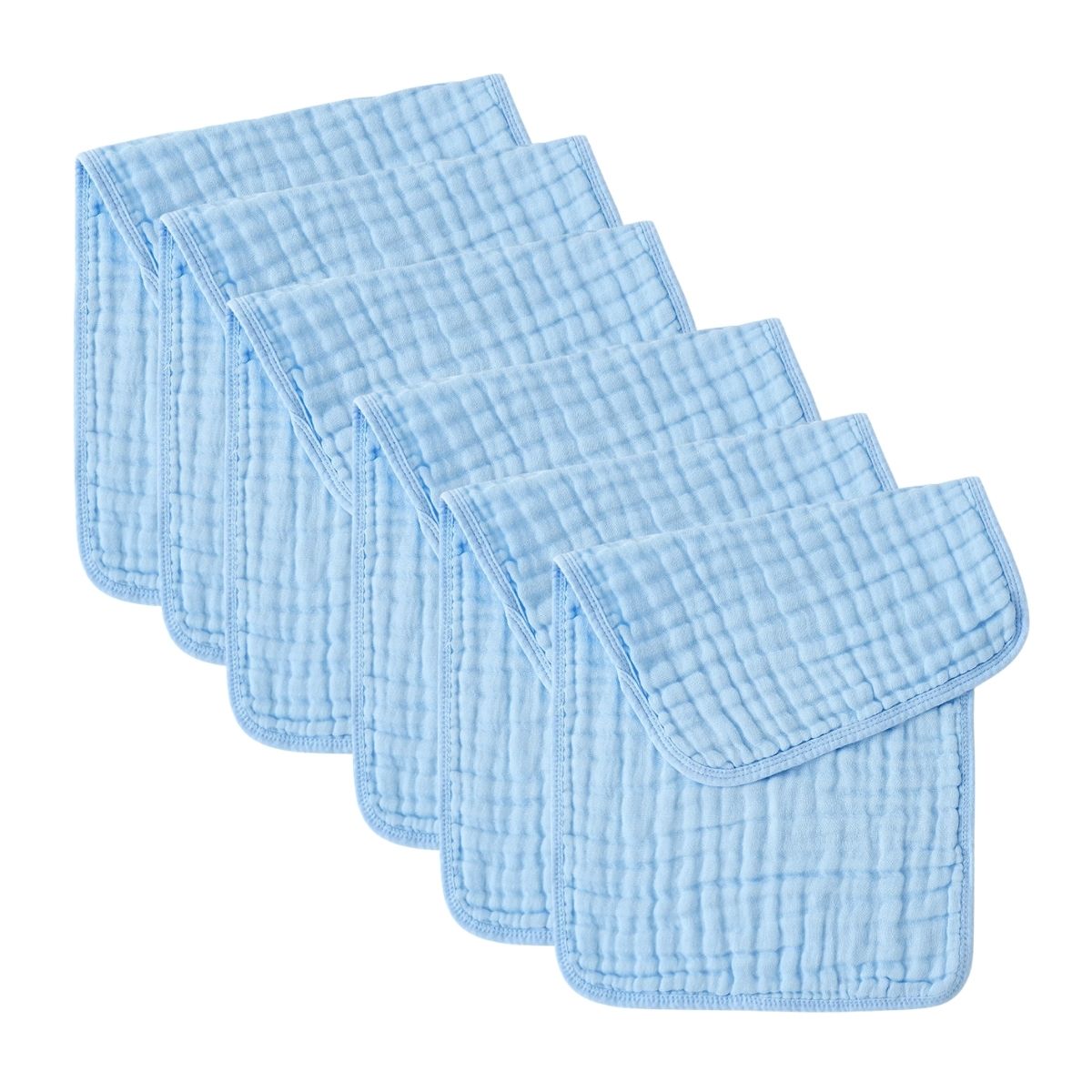 Cubble Muslin Burp Cloths Pack of 6 (7 Colours) 100% Cotton Baby Washcloths Face Cloths