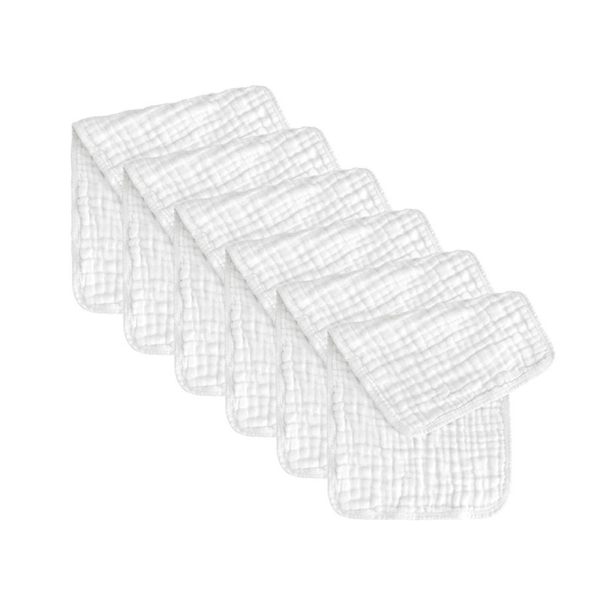 Cubble Muslin Burp Cloths Pack of 6 (7 Colours) 100% Cotton Baby Washcloths Face Cloths