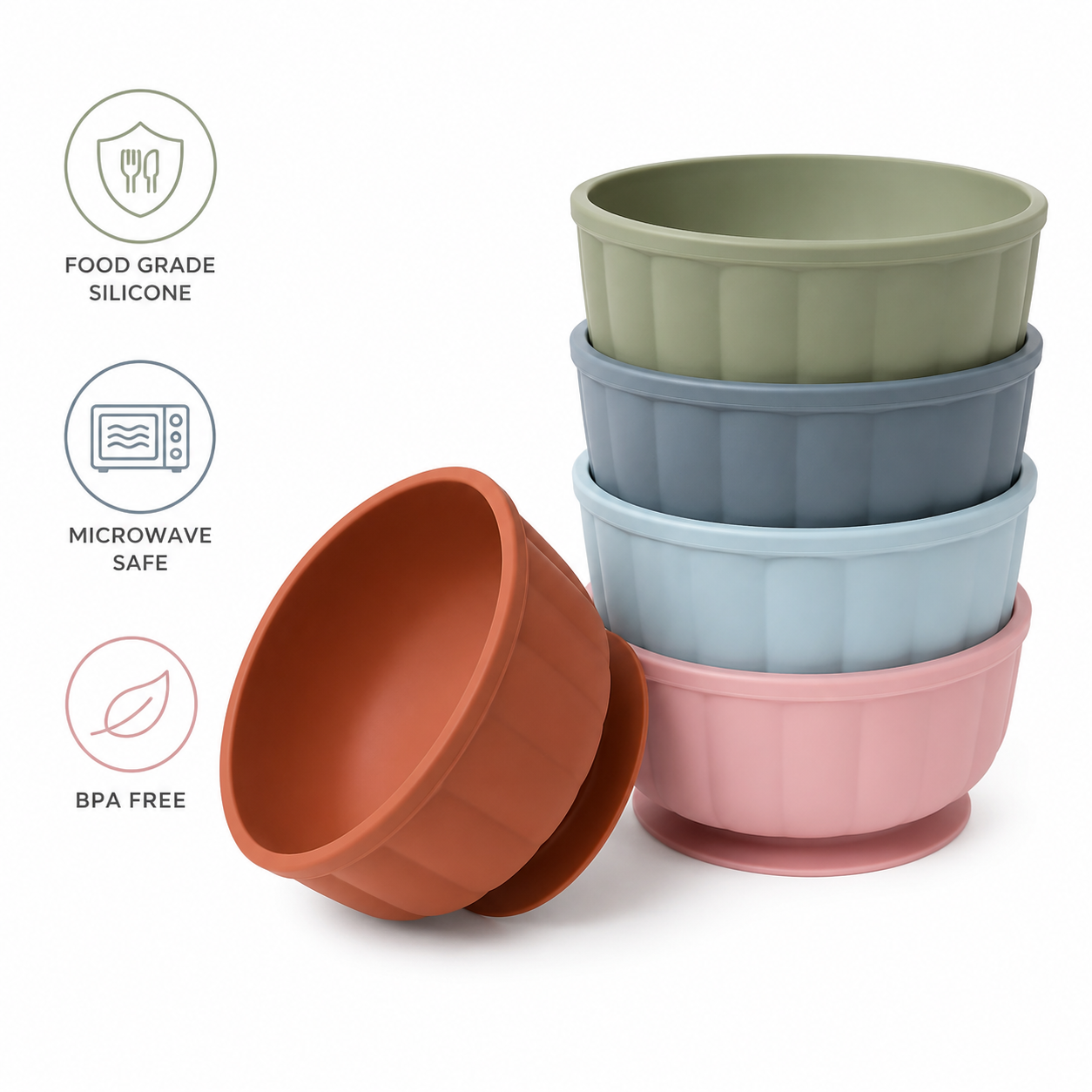 Cubble Silicone Suction Toddler Bowl (6 Colors) Baby Bowl with Suction Base - 100% Food Grade Silicone
