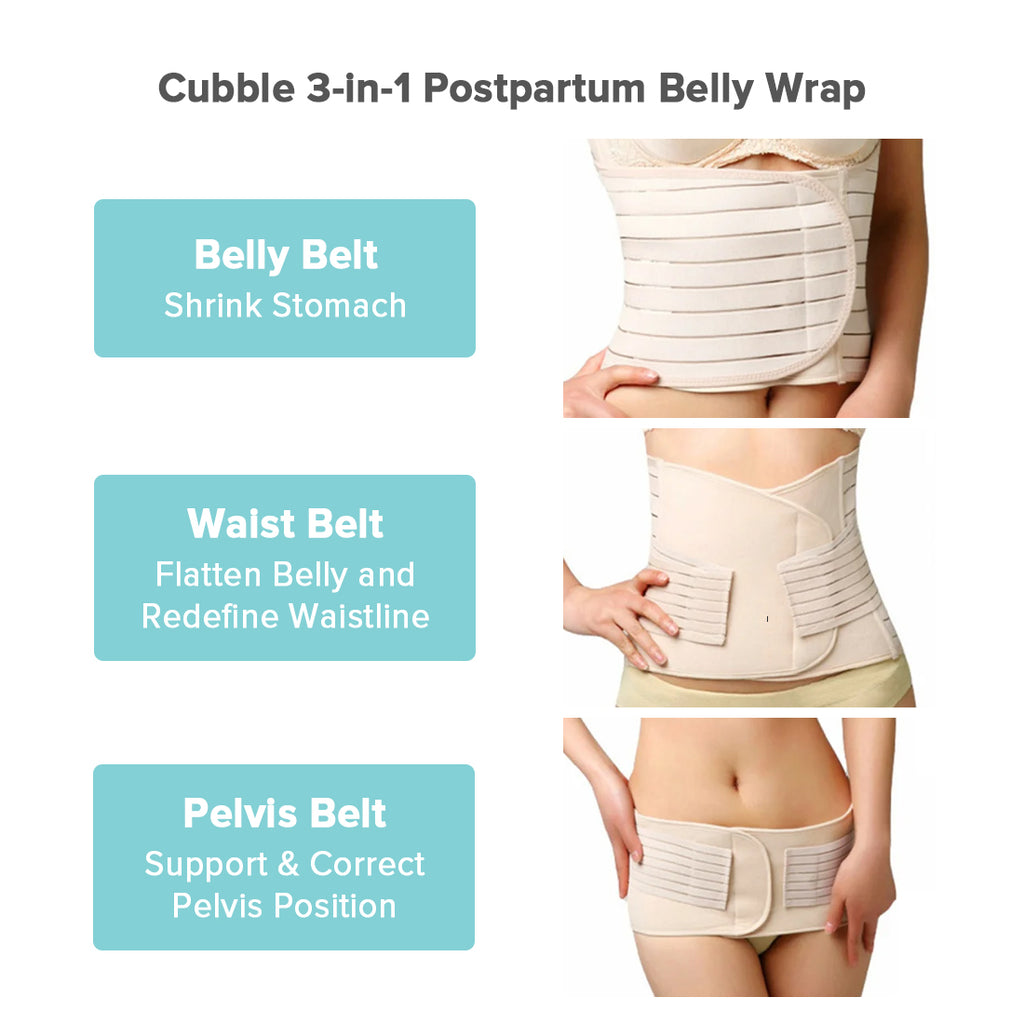 Cubble 3-in-1 Postpartum Belly Wrap (3 Sizes: M, L, XL) 2 Colors