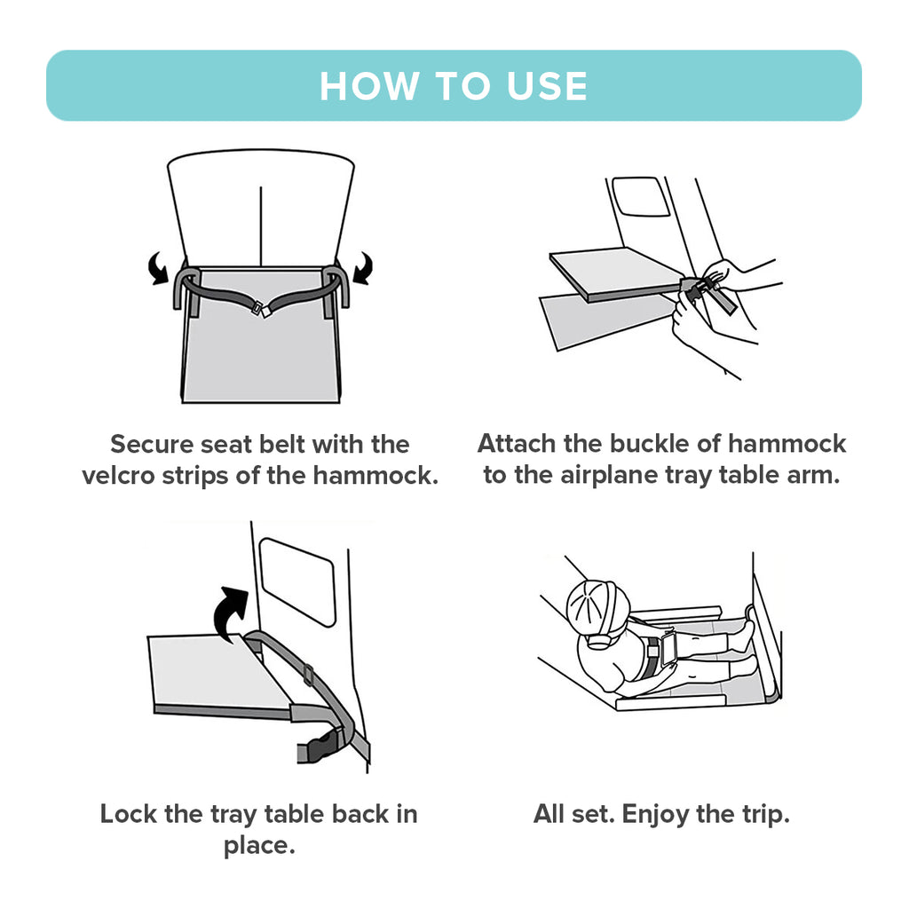 Cubble Baby Airplane Hammock, Seat Extender & Footrest 78cm x 43cm Baby Travel Bed with Safety Harness