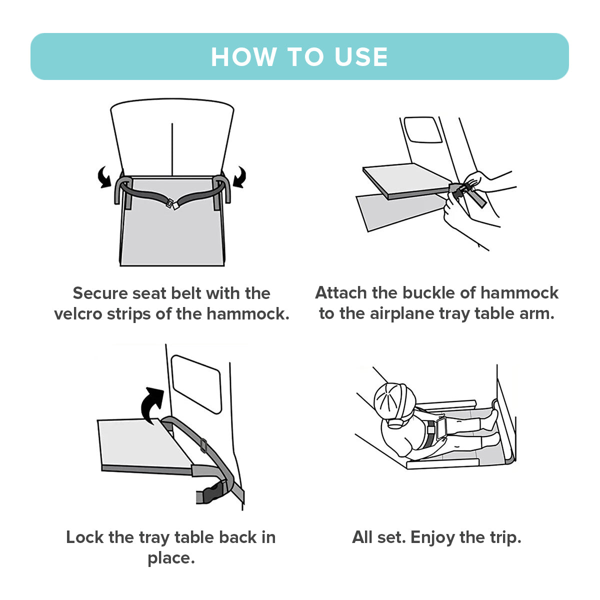 Cubble Baby Airplane Hammock, Seat Extender & Footrest 78cm x 43cm Baby Travel Bed with Safety Harness