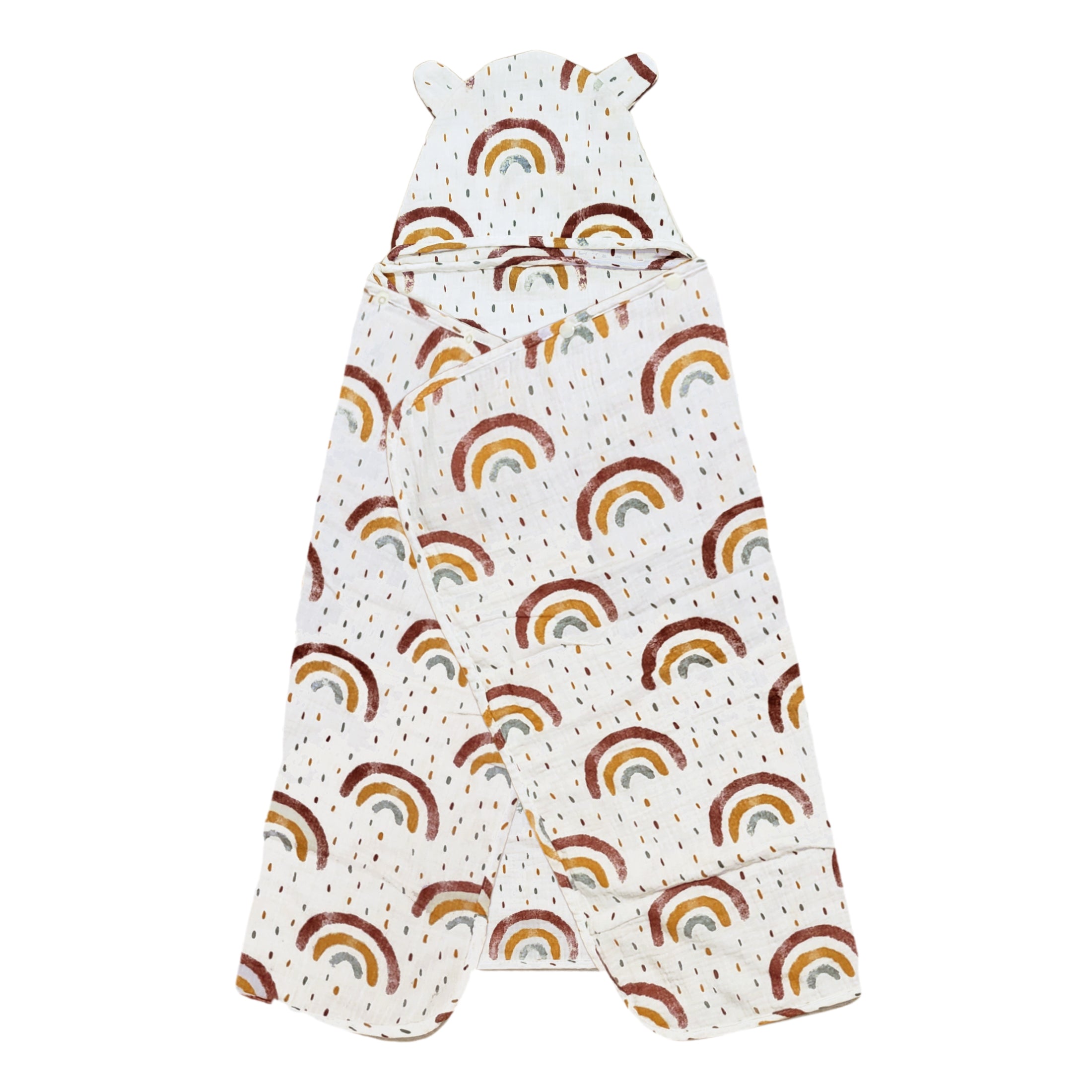 Cubble Baby Hooded Bath Towel (Bear) 100cm x 65cm (18 Design) - 100% Organic Muslin Cotton