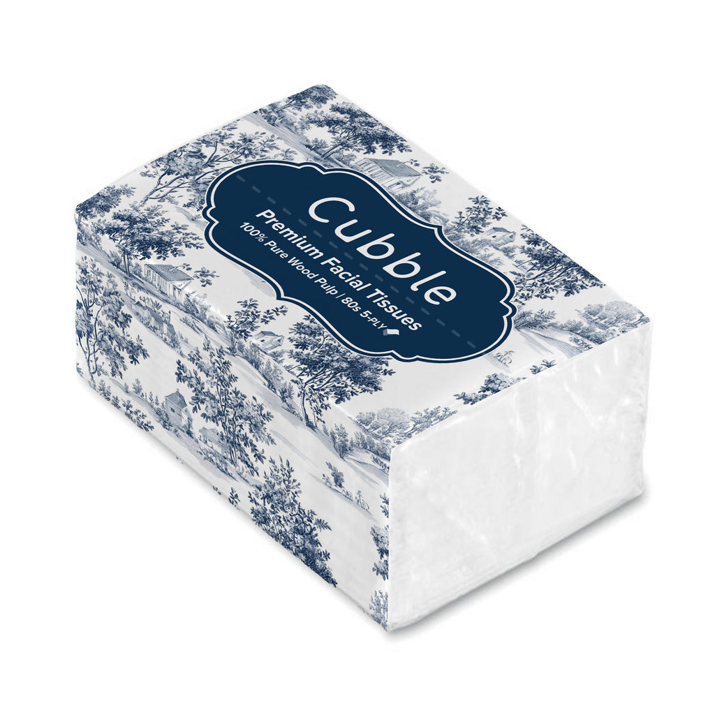 Cubble Premium Facial Tissue 5-PLY (80 Pulls) 100% Pure Wood Pulp 24-Pack carton