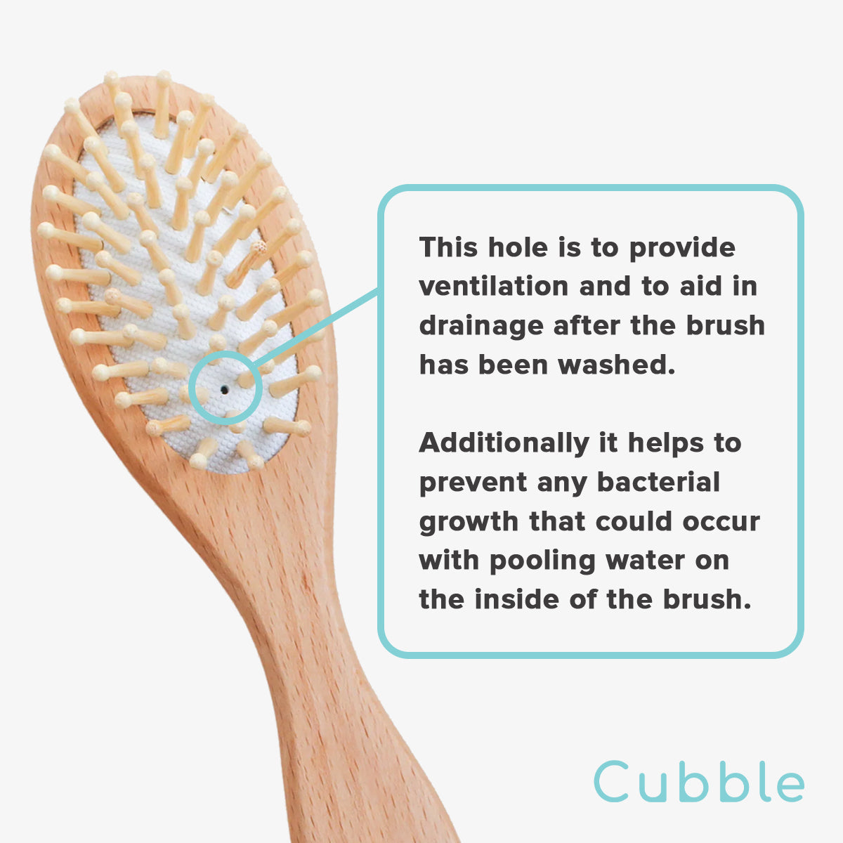 Cubble Natural Goats Wool Wooden Baby Hair Brush and Comb Set (3pcs)