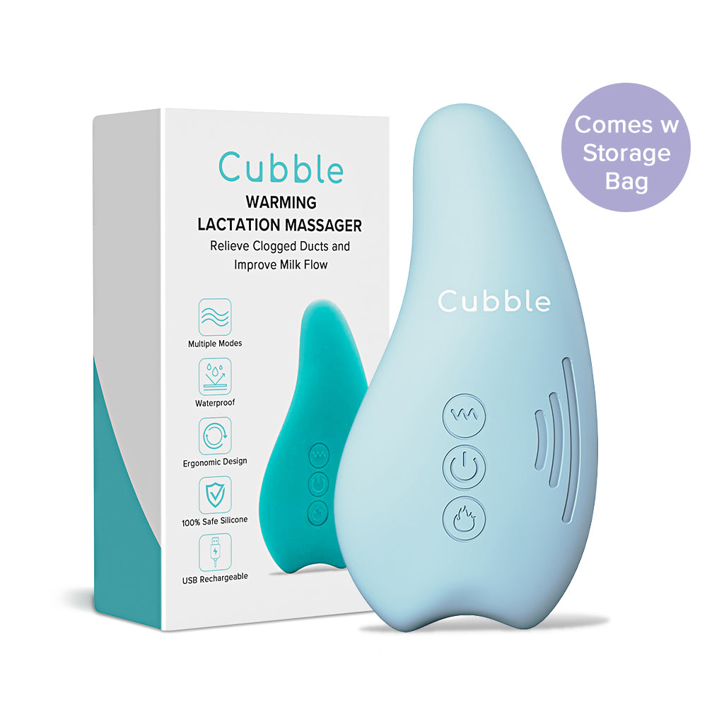 Cubble Warming Lactation Massager (6 Colors) - 2 in 1 Heating and Vibration Breast Massager with travel pouch
