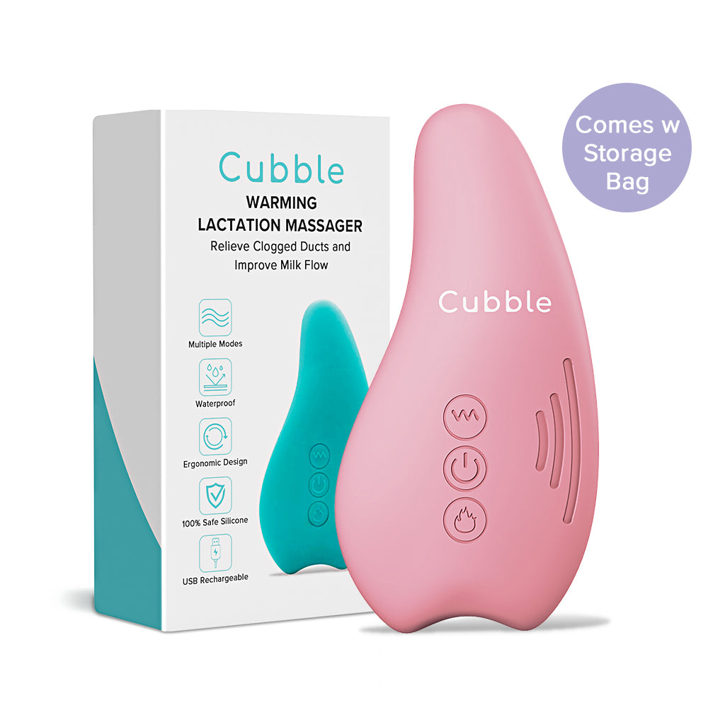 Cubble Warming Lactation Massager (6 Colors) - 2 in 1 Heating and Vibration Breast Massager with travel pouch