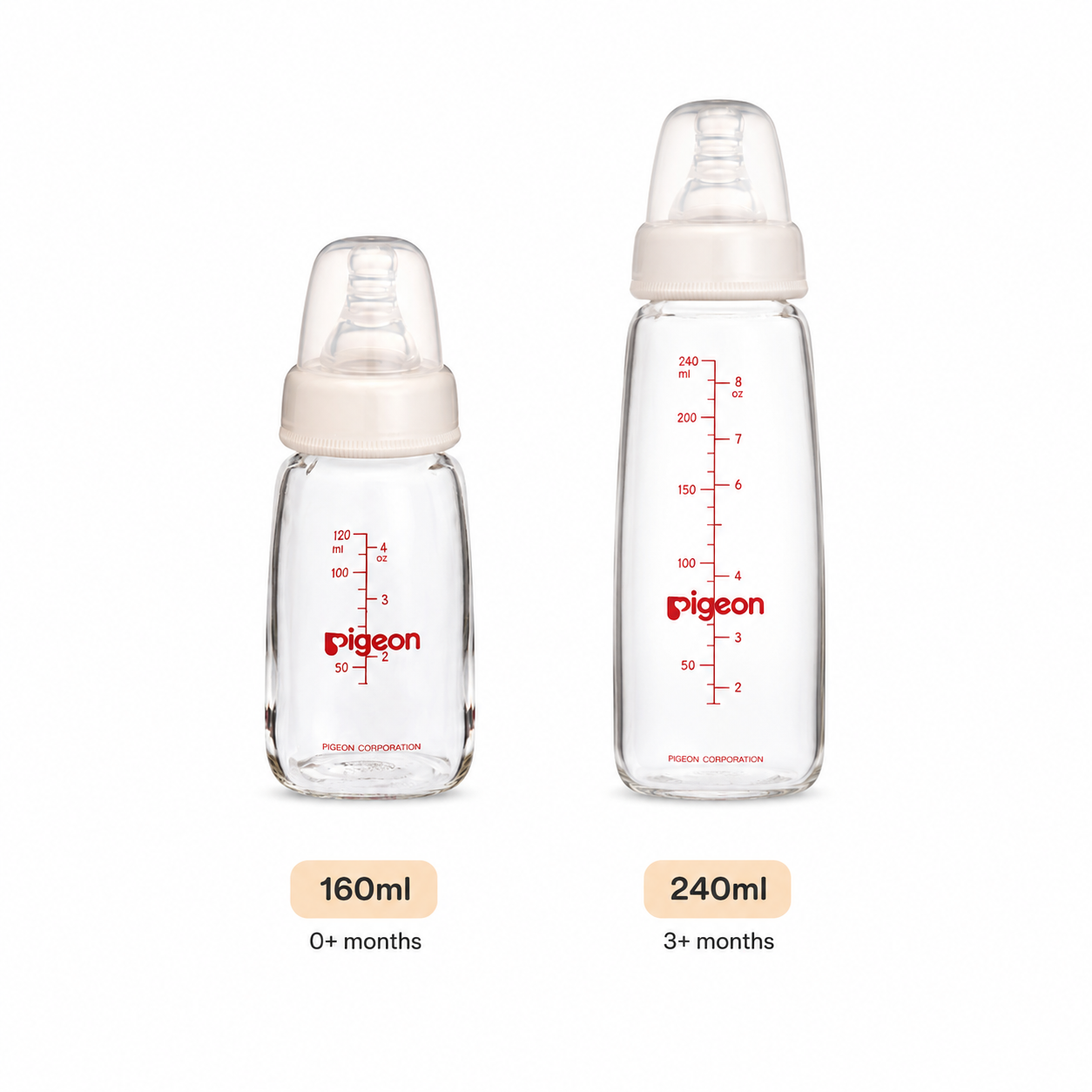 Pigeon Flexible Slim Neck Nursing Bottle Glass 120ml/240mL