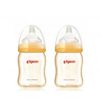 Pigeon SofTouch Peristaltic PLUS Wide Neck PPSU Bottle Orange Twin Pack (160ml / 240ml)