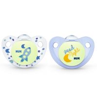 NUK Glow in the Dark Sillicone Soother with Case (Design may vary)