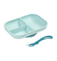 Beaba Silicone Divided Plate + 2nd Age Spoon (2 Colors)