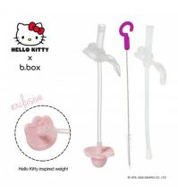 B.Box Hello Kitty Sippy Cup Replacement Straw and Cleaner (2 straws + 1 brush) -Candy Floss