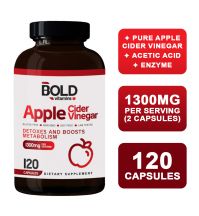 Bold Vitamins Apple Cider Vinegar Capsules (120 Caps, EXP 02/25) ACV 1300mg Supplement - Weight Loss, Detox, Blood Sugar, Blood Pressure, Cholesterol Tablet