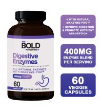 Bold Vitamins Digestive Enzymes Supplement (60 Capsules, EXP 08/25) Makzyme-Pro™ - Stomach Absorption Detox Bloating Indigestion