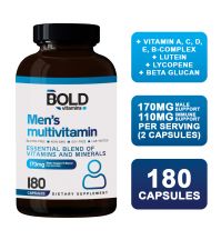 Bold Vitamins Men’s Multivitamin (180 Caps, EXP 02/26) Multimineral Supplement, Vitamins A C D E B-Complex, Calcium, Magnesium, Zinc, Antioxidant