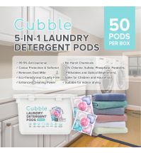 Cubble 5-in-1 Laundry Pods (50pcs) Laundry Detergent Capsule, Anti-bacterial, Removes Dust Mite