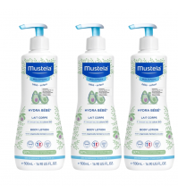 A bottle of Mustela Hydra Bebe Lotion with avocado oil