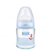 NUK Premium Choice 120ml Glass Feeding Bottle with Silicone Teats 0-6M (2 Colors)