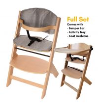 Osann Jill Highchair (Beech) From 6M+ to 10 Years - Comes with Bumper Bar, Tray and Seat Cushions