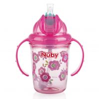 Nuby Flip-it Tritan Cup w/Thin Silicone Straw & 360 Weighted Straw 240ml (3 Colours)