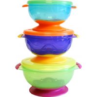 Nuby 3pk Stackable Suction Bowl with Lids