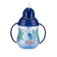 Nuby Designer Series-360 Straw No-Spill Clik-It Flip N Sip 270ml (12M+) (3 Colours)