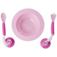 EZEE REACH Stay-Put Cutlery + Bowl - Pink Fairy