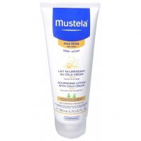 A bottle of Mustela nourishing lotion with cold cream