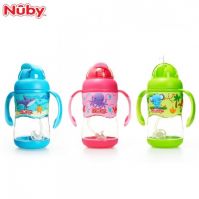 Nuby 400 ml Tritan Weighted Straw Bottle with Wrap (12 Months +)