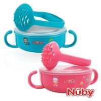 Nuby Stainless Steel Bowl with Handle, Lid & Masher, Removable Compartment (6M+) (3 Colours)